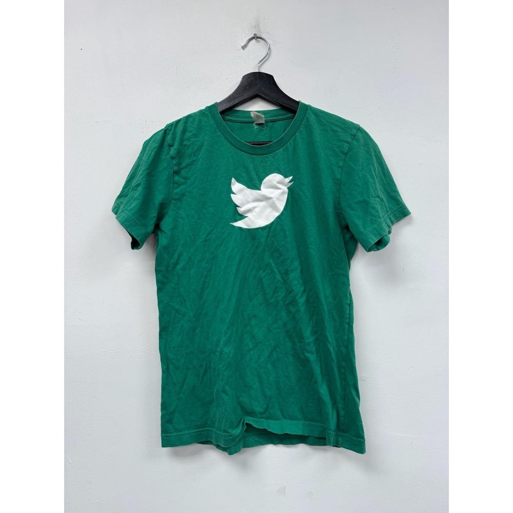 Twitter Shirt Mens Small Green Bird Logo Graphic Crewneck Tee Social Media